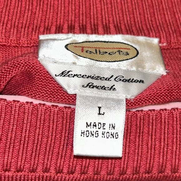 Lot of 2 Talbots dark pinkish red short sleeve sweater tops woman's size L large - Picture 6 of 11
